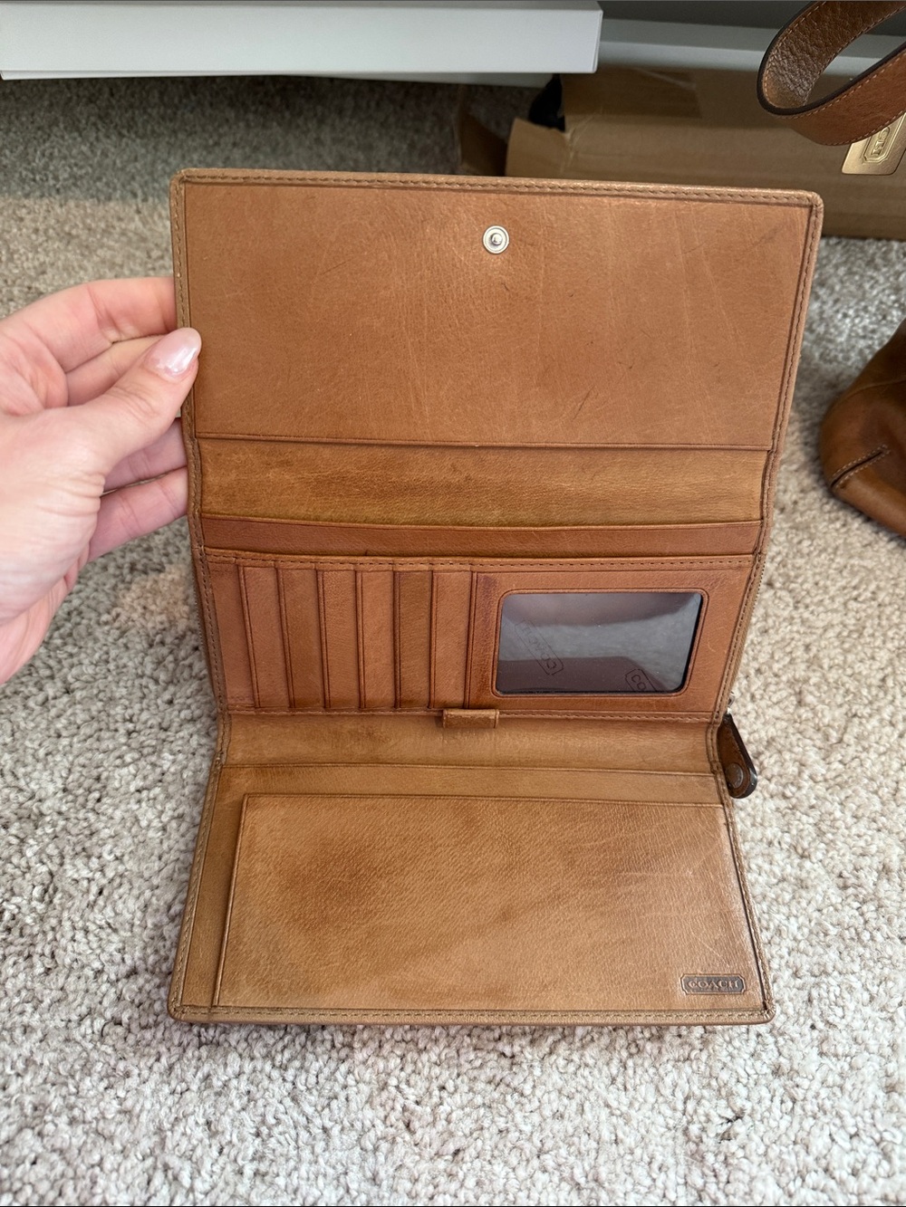 Coach British Tan Trifold Wallet - Picture 4 of 5